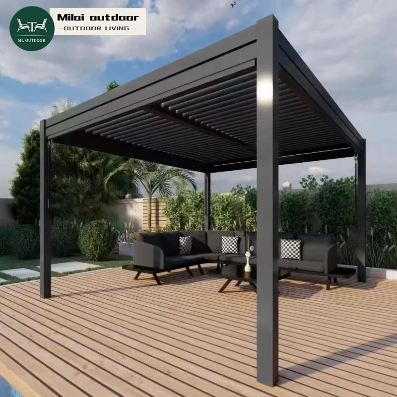 Modern Manual Aluminum Alloy Awnings Waterproof Outdoor Garden Courtyard Furniture For Hotels And Parks