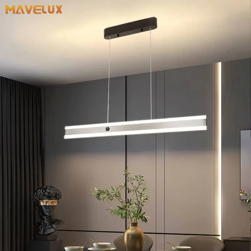 Simple Led Restaurant Pendant Lights Modern Hotel Dining Table Bar One-word Long Chandeliers Home Interior Decor Lighting Lamps