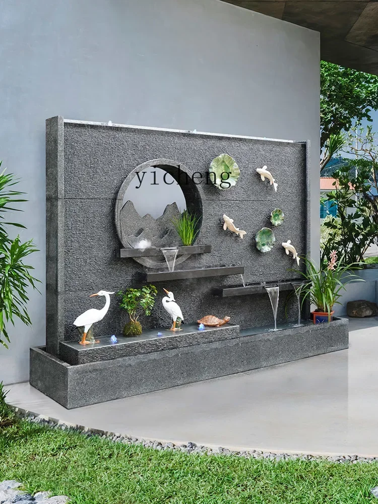 W28 Stone Water Curtain Wall Running Water Wall Screen Partition Outdoor Courtyard Shadow Wall Double-sided Fish Pond Ornam