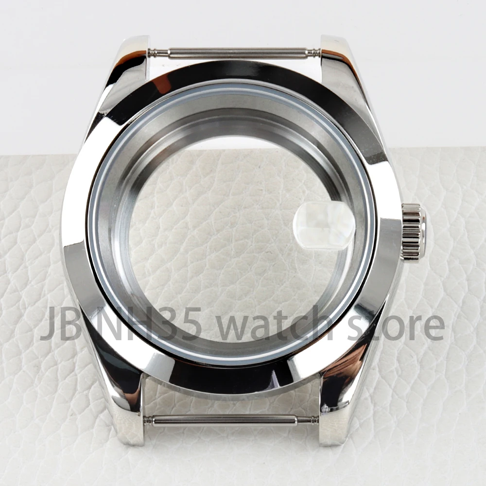 36 mm / 39 mm NH35 kast zilver massief roestvrij staal saffierglas waterdichte horlogekasten voor Datejust NH35 NH36 automatisch uurwerk