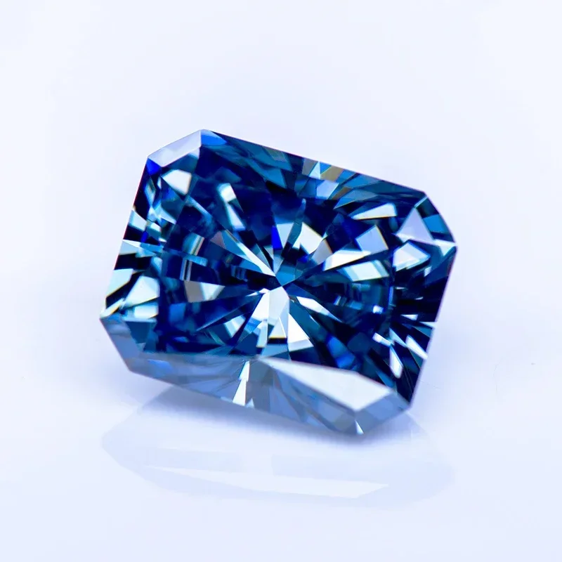 Moissanite Stone Primary Color Royal Blue Radiant Cut Gemstone Lab Grown Diamond For Charms Woman Jewel With GRA Certificate