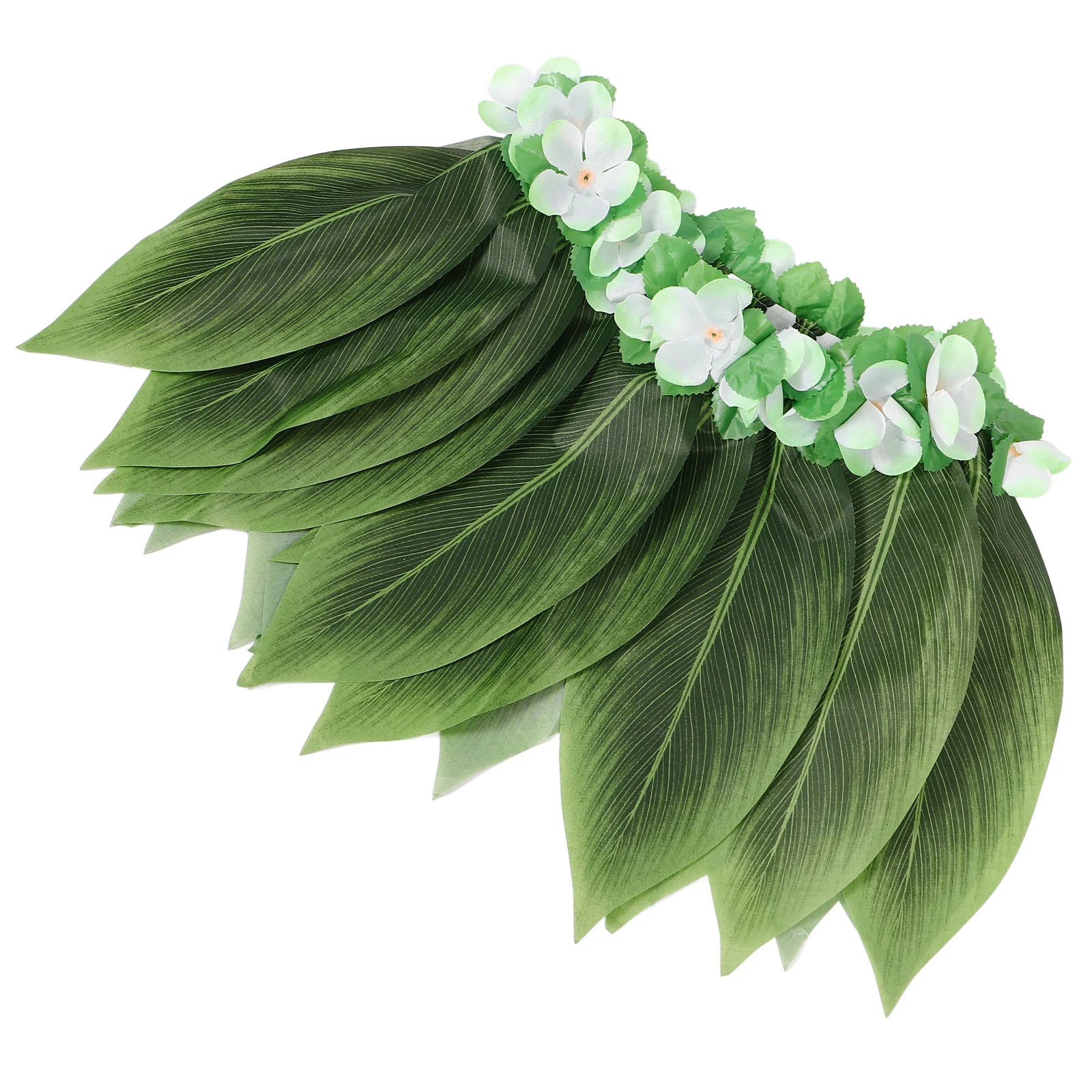 

Hula Skirt Hawaiian Leaf Skirt Green Grass Skirt with Artificial Flowers for Beach Luau Party Supplies