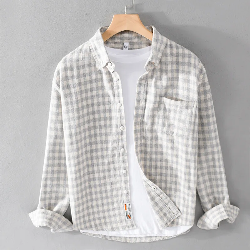 

New Men's Fashionable Plaid Shirt Spring and Autumn Long-sleeved Casual Youth Versatile Loose and Handsome Shirt