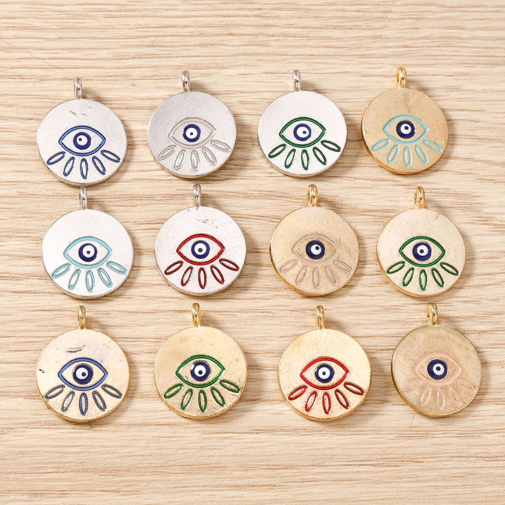 Tusember 10pcs 18x22mm Alloy Enamel Turkish Blue Evil Eye Charms for Pendants Earring Bracelet Jewelry Making DIY Accessories view 2