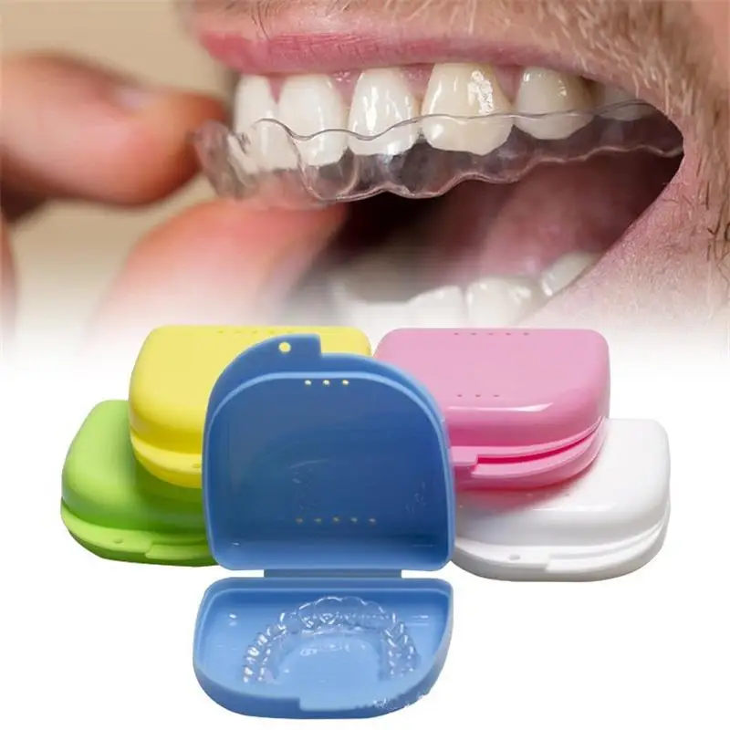 1pc Dental Container Denture Bath Case Retainer Storage Box With Holes Dental Box Plastic Teeth Container False Teeth Protective