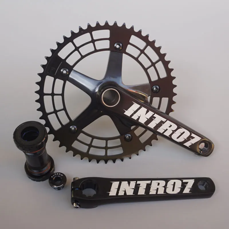 INTRO7 Hollow Integrated Crankset Fixie Bicycle Chainring 51T 165mm Crank BCD 144mm Fixed Gear Bike Crankset With BB