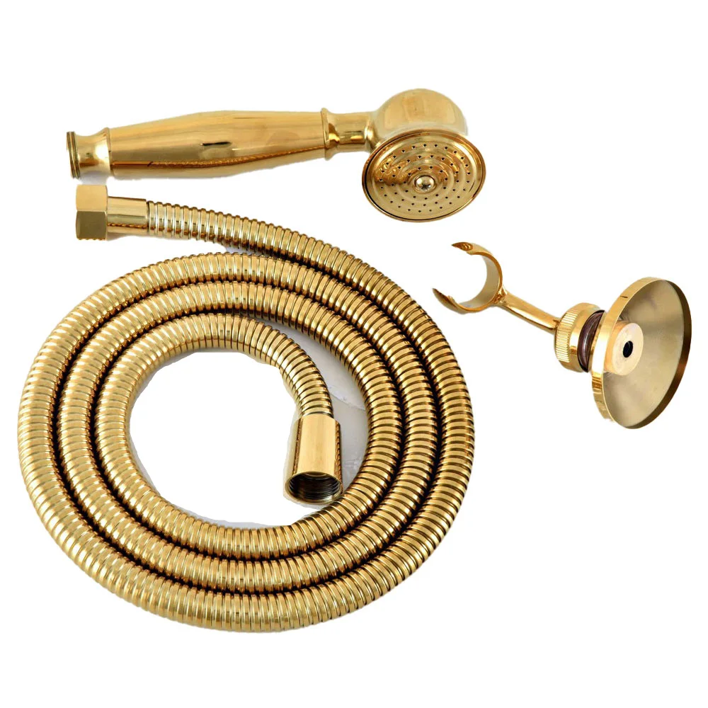 Gold Color Brass Hand Held Shower Head / Shower Hose / shower Bracket Lhh044