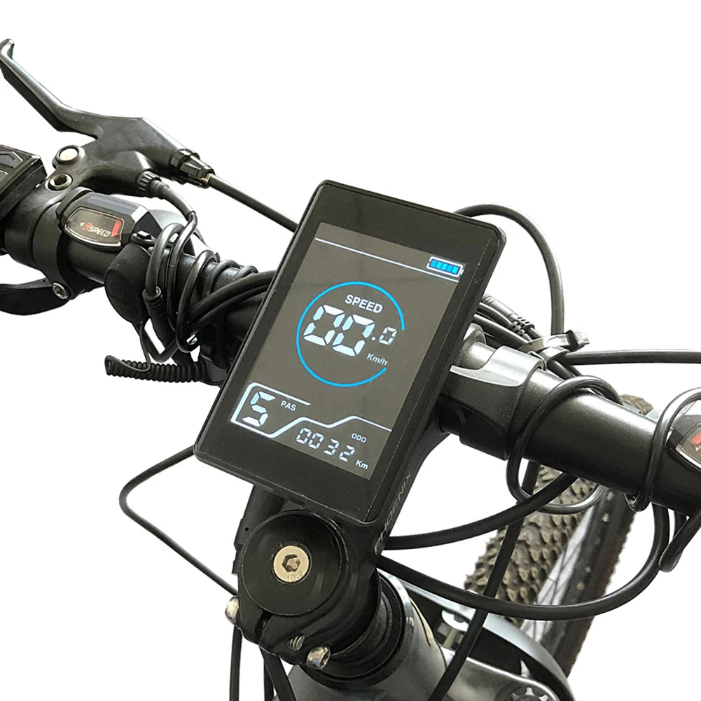 LCD Speed Display Instrument for Bicycle Scooters 24V 36V 48V ABS Shell Color Screen High Temperature Resistant Wiring