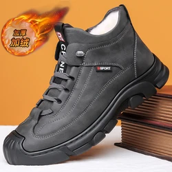 Pu 가죽 부츠 남성 봄 높은 캐주얼 신발 남성용 트렌드 지퍼 워크 플랫 겨울 운동화 Vulcanized Ankle Tennis Zapatillas