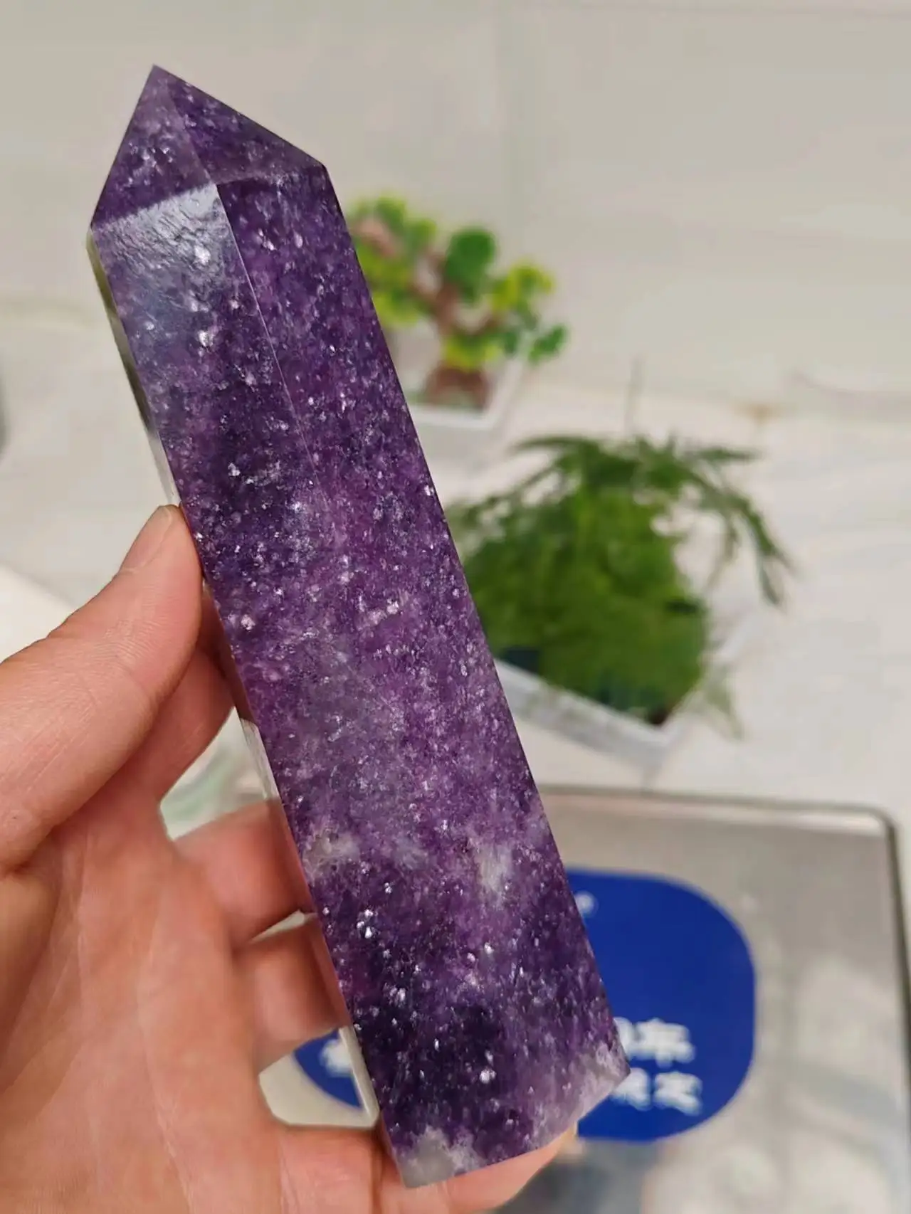 

Natural Purple mica Obelisk Quartz Crystal Tower Gem Reiki Healing