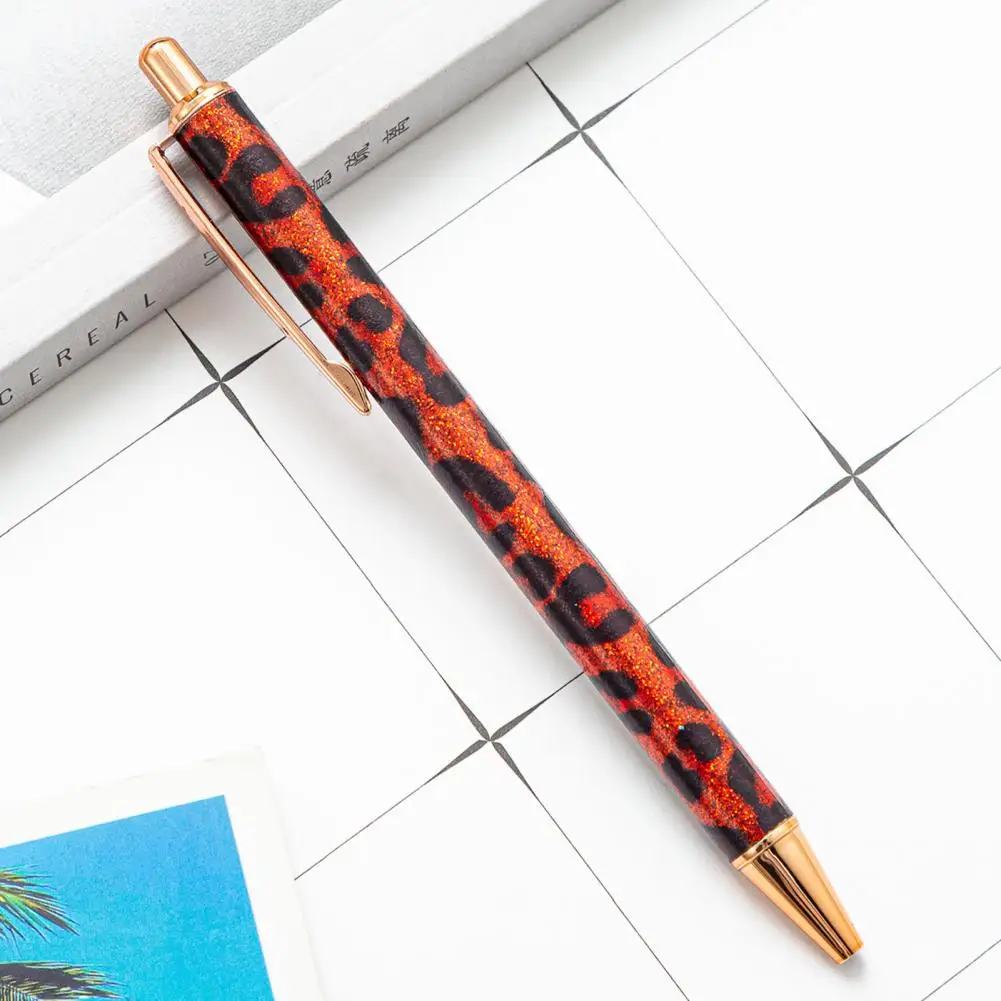 1.0mm Ballpoint Pen Fluent Write Leopard Print Metal Student Exam Stationery Pen for Office