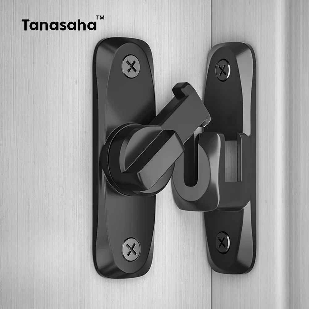 Loquet de porte à loquet, boucle antivol, en alliage de Zinc, serrures d'armoire noires, serrure de sécurité, serrure de porte coulissante, boulons de porte, quincaillerie