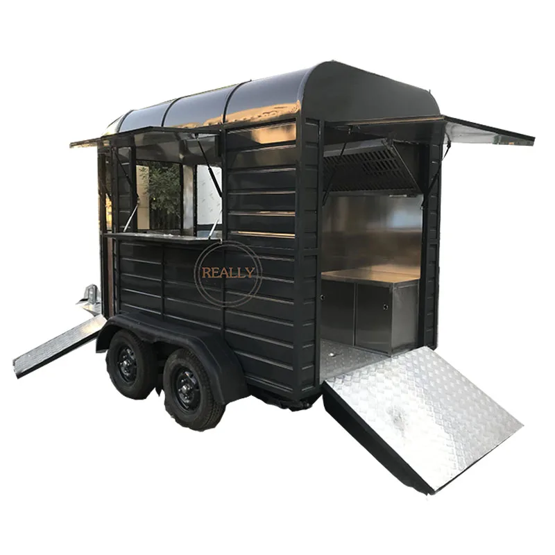 Multifunction Camp Horse Food Trailer Van Coffee Kiosk Cart Hot Dog Bubble Tea Mobile Ice Cream Food Cart for Sale