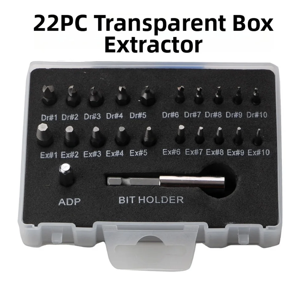 Transparent Screw Extractor Set Household Screw Removal Kit Extractor Reverse Thread Tool Carbon Steel Dual-Ended Design