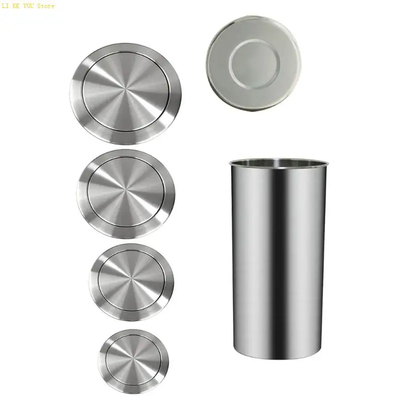

W3JE Rotating Cover Trash Bin Stainless Steel Waste Can For Countertop Use In Various Area Household Commercial Bathroom Use