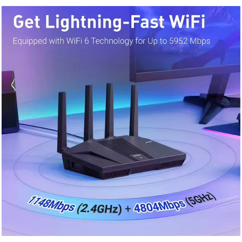

(GL-MT6000) home and office router, 8-Stream Wi-Fi 6 technology,OpenWrt,2.5G Ethernet ports,Parental control