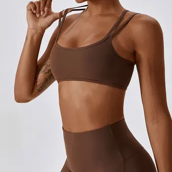 Sem costura sutiã de yoga respirável sutiã esportivo anti-suor fitness topo feminino push up sutiã esportivo ginásio treino topo à prova de choque colheita