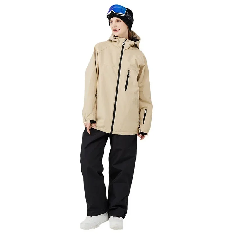 

2025 New Solid Color Ski Suit Men's Outdoor Waterproof Breathable Warm Skiwear Women's Single Board Casual Sports Loose Parka