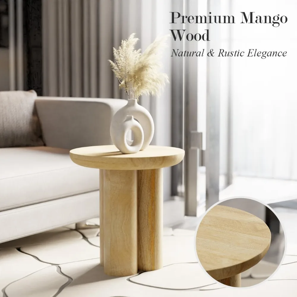 طاولة نهاية غرفة المعيشة على طراز المزرعة: خشب المانجو الصلب للسحر الريفي | مثالية كجانب أو منضدة #5