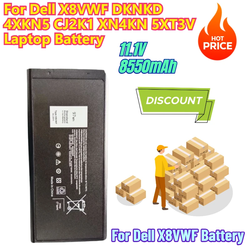 

11.1V 8550mAh for Dell X8VWF DKNKD 4XKN5 CJ2K1 XN4KN 5XT3V Laptop Battery