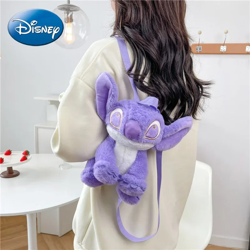 Disney 2025 New Purple Stitch Shoulder Cartoon Plush Toy Doll Girl Heart Cartoon Cute Shoulder Bag Doll Gift