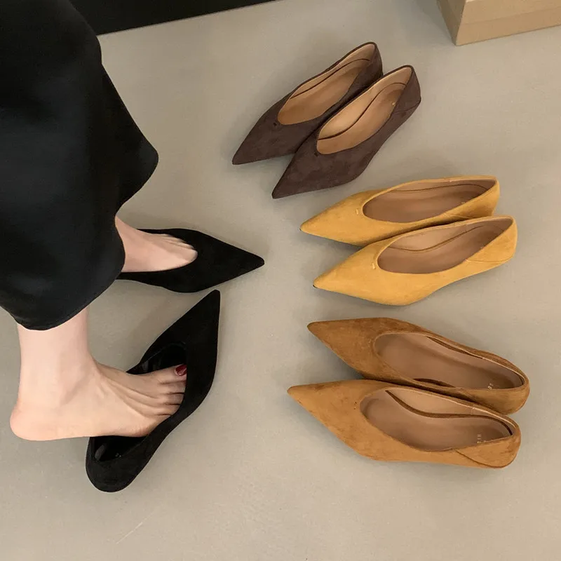 

Bailamos Women Flat Shoes Fashion Pointed Toe Shallow Slip On Ladies Dress Ballet Shoes Flat Heel Ladies Casual Mary Jane Shoes