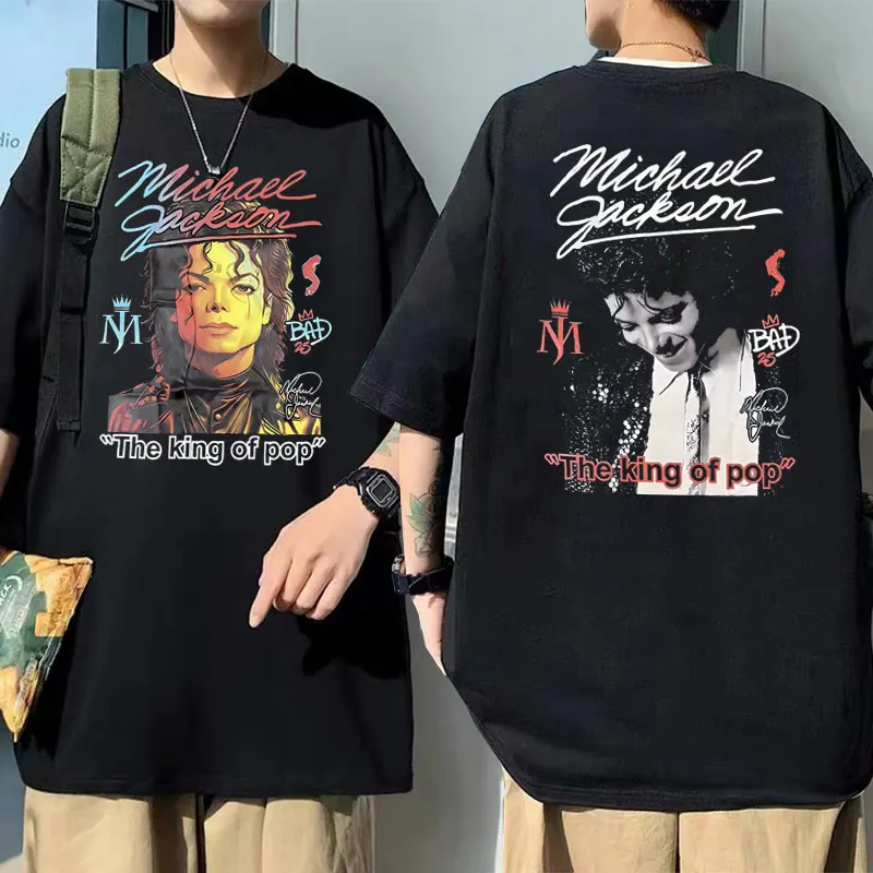 90s Classic Vintage Michael Jackson T Shirts Men Women Punk Rock Tshirt Streetwear Male Gothic Oversized Short Sleeve Black Tees