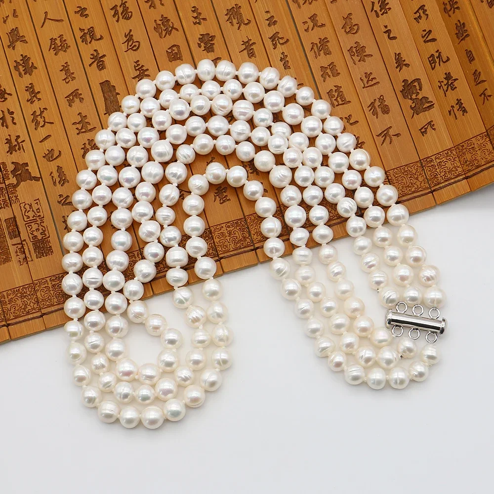 

Smooth and Irregular Spiral Baroque Pearl 7-8mm Beaded Necklace 42cm Jewelry Accessory An Exquisite Gift for Mothers and Elders