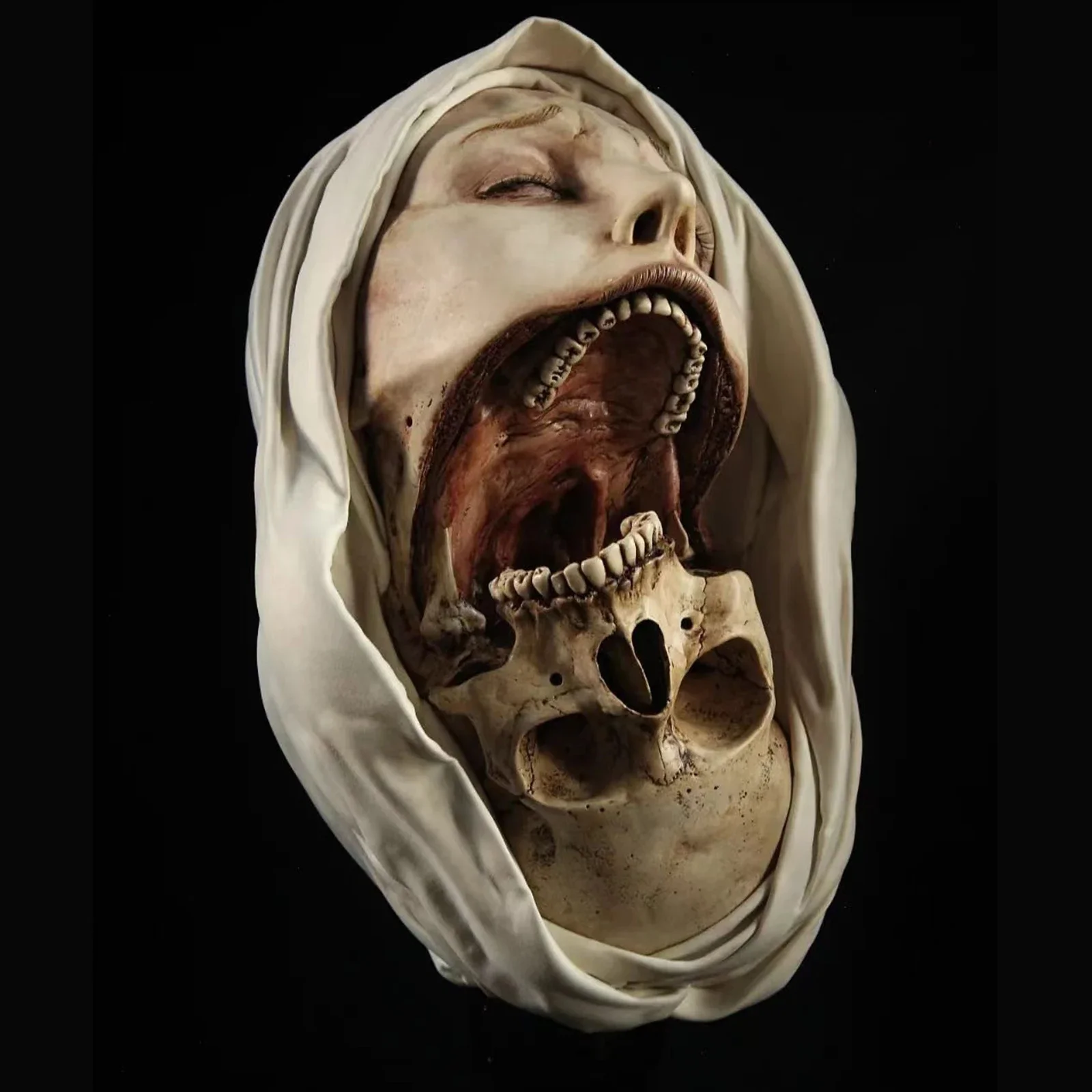 Creepy Nun Resin Statue Halloween Skull Transfiguration Sculpture for Home Decor Unique Artistic Horror Figure Desktop Ornament - Image 4