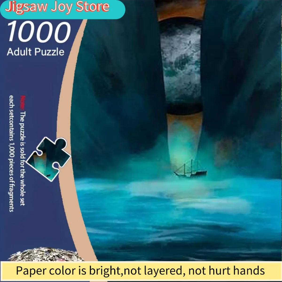 

1000pcs Adult Jigsaw Puzzle - Starfish-Shaped Four-Leaf Brown-Gray Texture Center with Light-Colored Watercolor Spots, Portabl