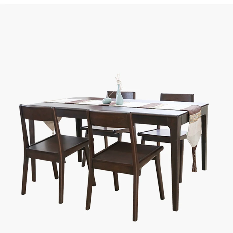 Simple all-solid wood beech rectangular dining table and chair combination 1.3 meters 1.5 meters kitchen side cabinet table