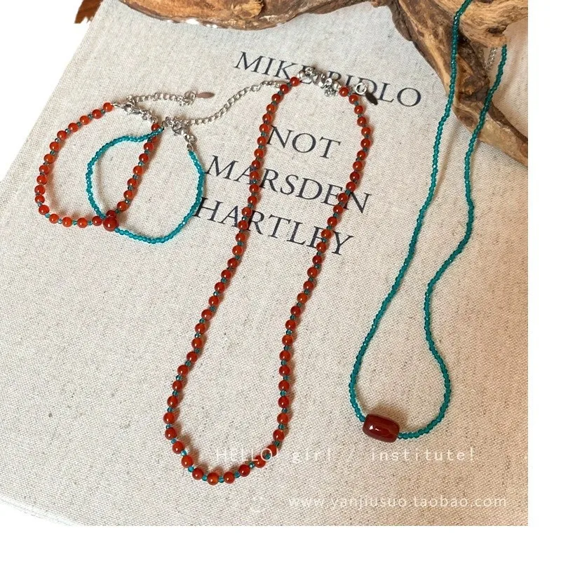 Exquisite jewelry retro beaded splicing necklace women's exquisite natural stone clavicle chain accessories high-end jewelry