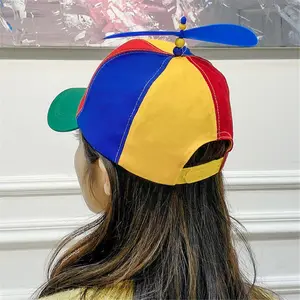 Bamboo Dragonfly Bambuskappe für Erwachsene und Kinder, Hubschrauber Propeller Abenteuer Vater Hut, Regenbogen, Jungen, Mädchen, lustiger Snapback 11 Hauptverkäufe Arco Iris Cat - №2