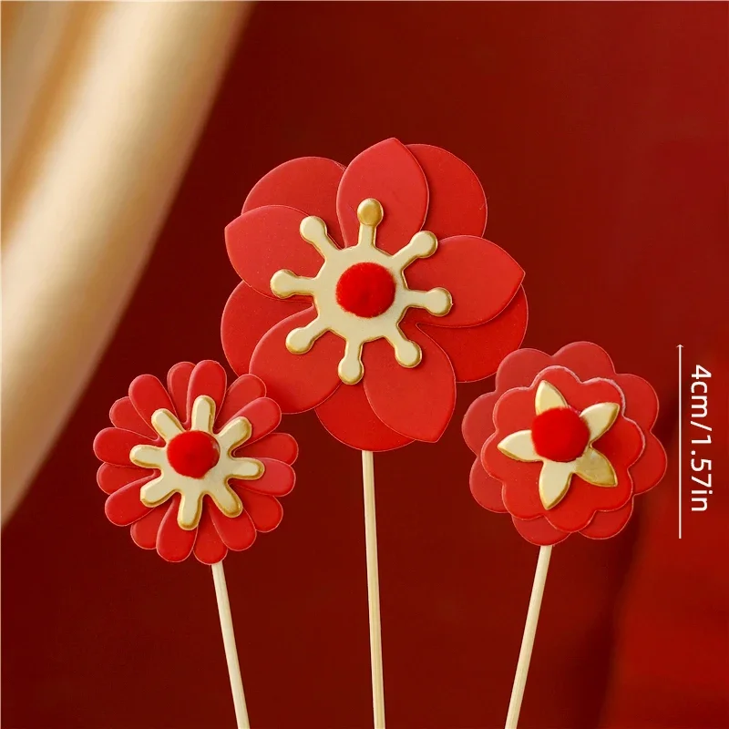 Chinesischer Fu-Charakter-Kuchenaufsatz, Rotgold, Pflaumenblüte, Langlebigkeit, Kuchendekoration für Großeltern, Geburtstagsfeier, Feier, Geschenk – Detail 10