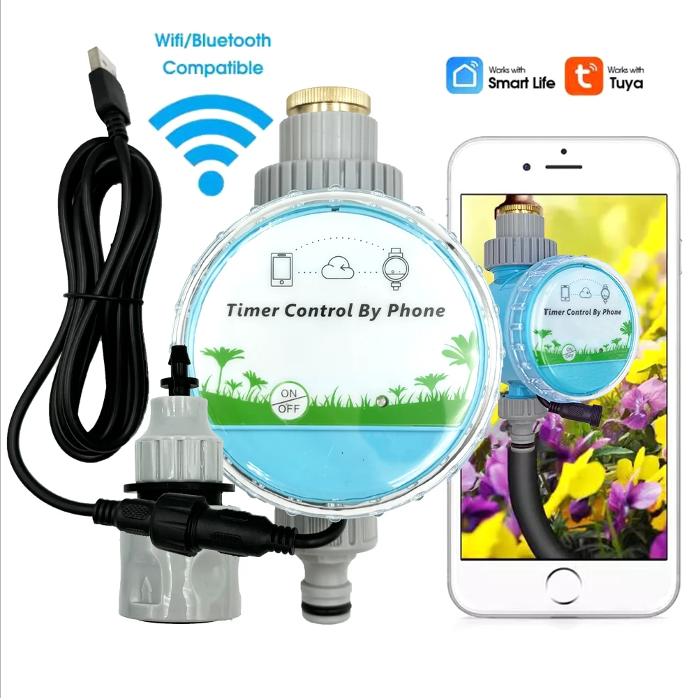 WiFi Wireless Garden Water Timer Smart Phone Remote Controller Home Greenhouse Outdoor Irrigation Automatic Kit Built-in Gateway