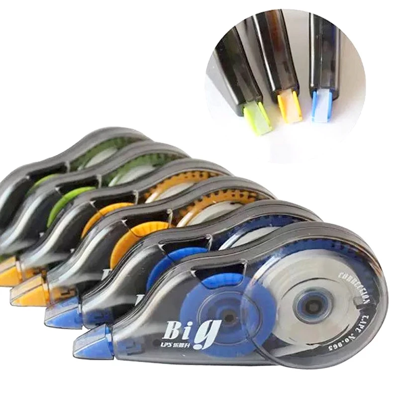 3 Pcs/Set Transparent Correction Tape Student Large Capacity 12m Length Cute Kawaii Office 3 Colors School Supplies Stationery