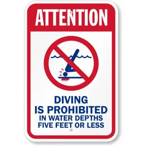 Panneau d'interdiction de la plongée en piscine, en aluminium, résistant aux intempéries, p770