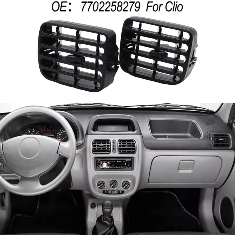 2PCS Interior Center Console Air Vent Outlet For Renault Clio II 1998-2001/THALIA I 2001-2006 Air Jet Intake Grille 7702258375