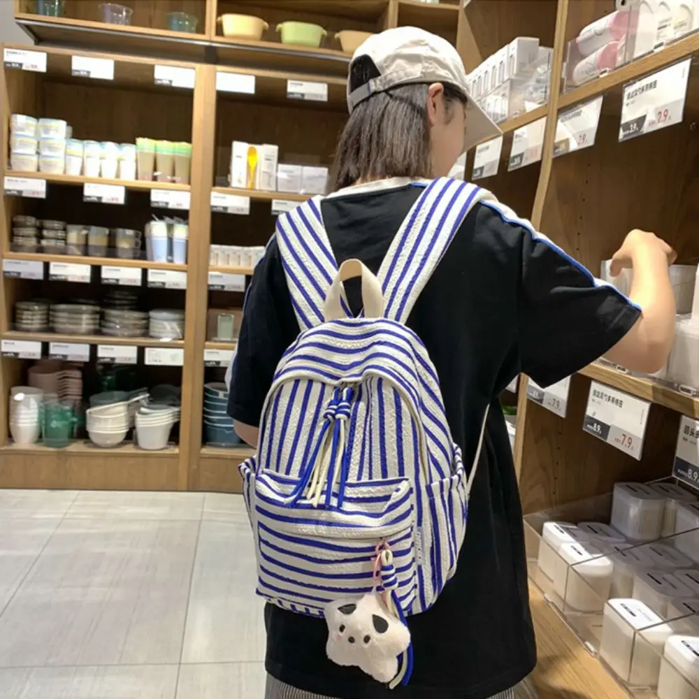 

Animal Cartoon Bear Stripe Backpack Graffiti Zipper Students Cartoon School Bag Storage Bag Nylon Teenagers Stripe Shoulder Bag