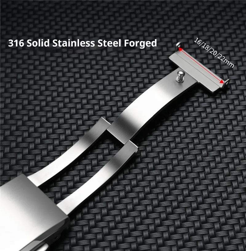 316L Stainless Steel Watch Buckle Double Push Extension Folding Buckle Brushed Metal Watch Band Clasp 16mm 18mm 20mm 22mm image 4