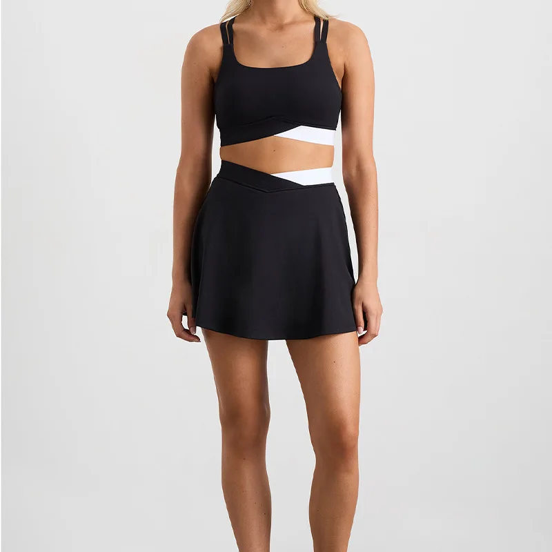 

WESTSHAN EU US Size High Quality New Cross-Back Sports Bra High Waist Yoga Tennis Skirt Fitness Outfit Set For Women