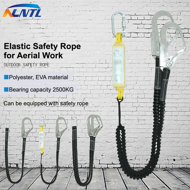 25KN Professional High Altitude Protective Safety Elastic Buffer Sling Belt With Hook High Strength Wearable Anti Fall Off