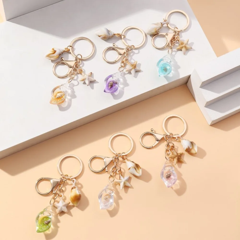 Cute Luminous Conch Keychain Backpack Decor Bohemian Style Sea Beach Pendants Personality Glow-in-the-dark