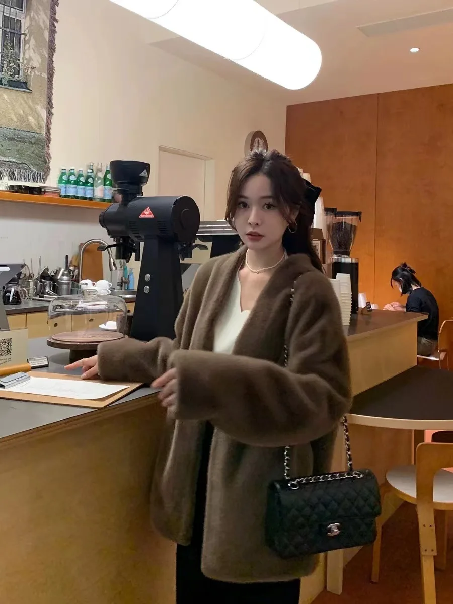 

Luxury Fur Coat Elegant Plush Fluffy Fur Coat Oversized Loose Warm Fur Coat Short Chic Soft Plush Jacket Cozy For Women