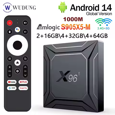 2025 X96 M200 TV BOX Amlogic S905X5M Android 14 2.4G/5G reproductor multimedia Global DC 5V/2A Voice Media player Set top box