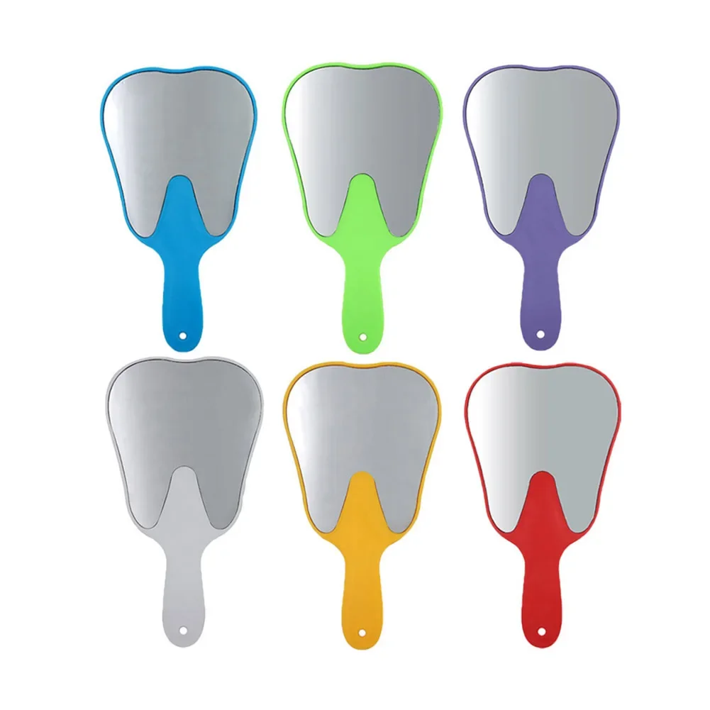 

10Pcs 25*13cm Handle Dental Tooth Shaped Mirrors Multi Colorful Oral Mirror Tooth Whitening Cleaning Oral Cavity Dentist Tools