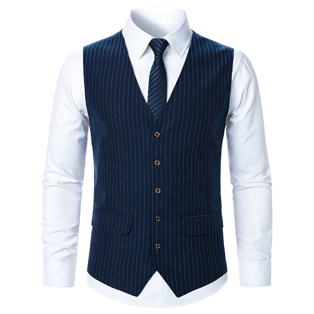 Men Suit Vest Coat Stripe Fabric Open Button Design Classic Design Causal  Business Fashion Slim Fit Men Suit