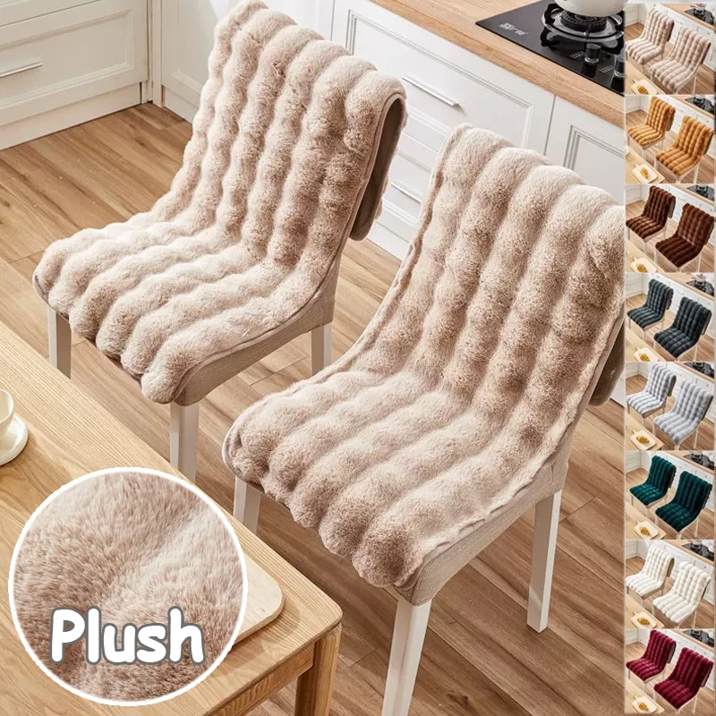 

One-Piece Backrest Chair Cover Winter Plush Non-Slip Thickened Design for Office Study Dining Computer Chair Bench Living Room