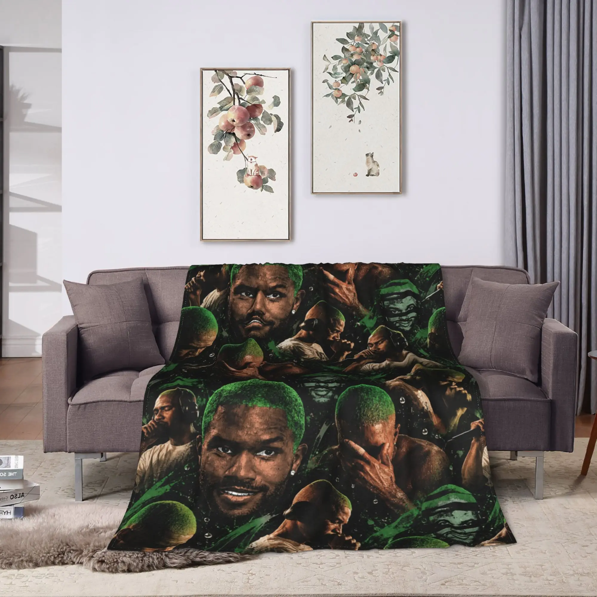 BLOND Print Blanket Rapper Frank Graphic Warm Soft Fluffy Plush Throw Blanket For Bedroom Flannel Bedspread Bed Cover