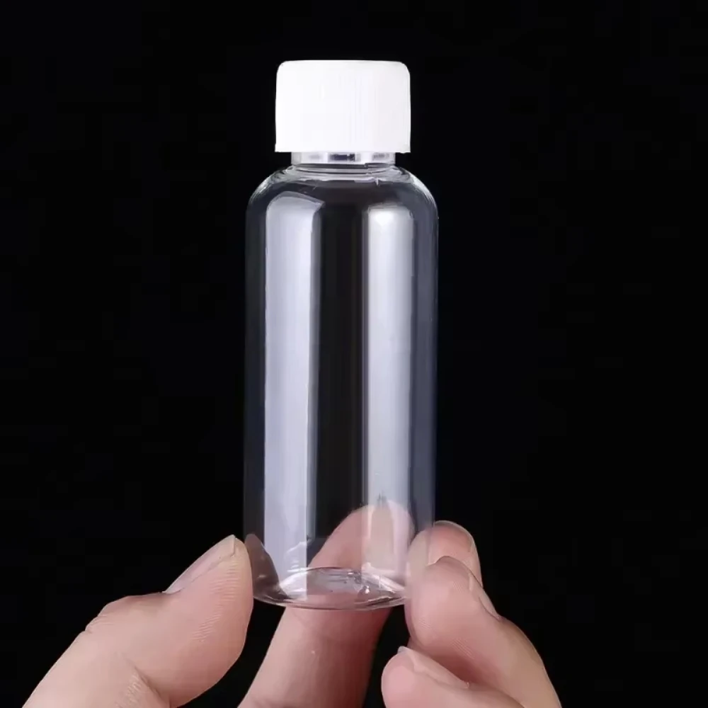 1/5Pcs Refillable Bottles 10ml 20ml 30ml Plastic PET Clear Empty Seal Bottles Sample Containers with Screw Cap